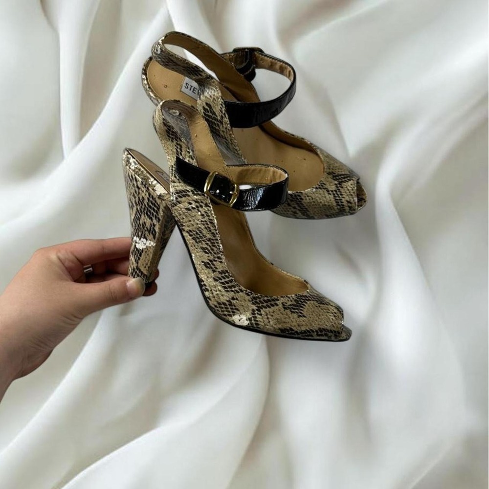 vintage Steve Madden faux snakeskin peep-toe block heels y2k mcbling fairy boho